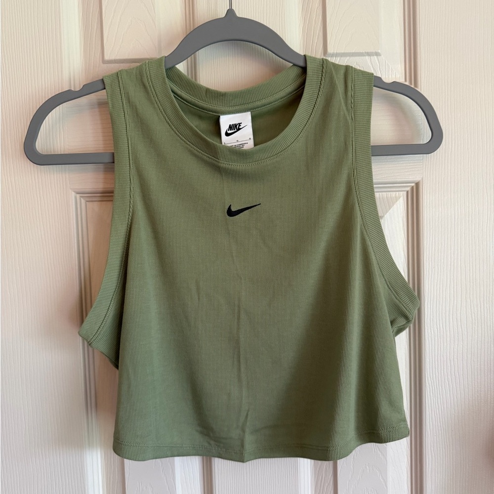 Nike Olive Green Cropped Tank Top